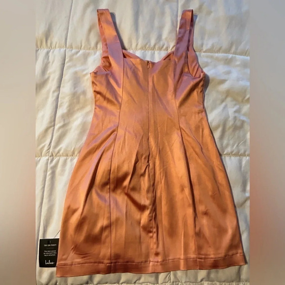 NWT Lulus In Your Dreams Coral Pink Satin Bustier Bodycon Dress - Picture 12 of 13